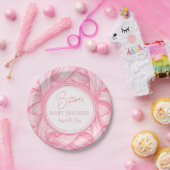 Assiettes En Carton Baby shower en ruban rose Coquette Bow Toile de Jo (Fête)