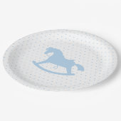 Assiettes En Carton Baby shower en silhouette de Cheval à rocher Bleu (Angle)