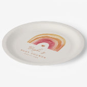 Assiettes En Carton Baby shower en terre cuite Boho Rainbow (Angle)
