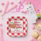 Assiettes En Carton Baby shower en tranche blanche rouge moderne (Fête)