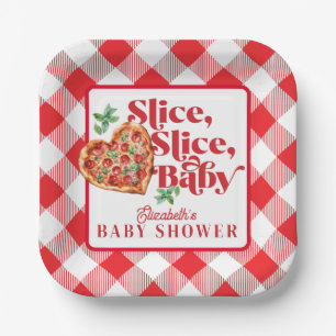 Assiettes En Carton Baby shower en tranche blanche rouge moderne