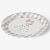 Assiettes En Carton Baby shower En vichy beige d'oie sotte (Angle)