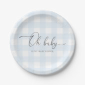Assiettes En Carton Baby shower En vichy bleu (Devant)