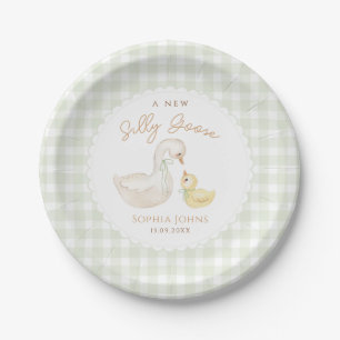 Assiettes En Carton Baby shower En vichy canard à oie sotte