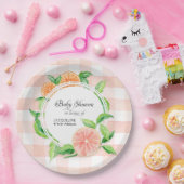 Assiettes En Carton Baby shower En vichy Ferme Arrosée Orange (Fête)