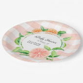 Assiettes En Carton Baby shower En vichy Ferme Arrosée Orange (Angle)