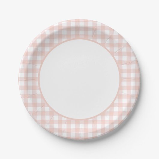 Assiettes En Carton Baby shower En vichy fille rose (Devant)