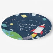 Assiettes En Carton Baby shower Espace Extérieur Bouteille Fusée Navir (Angle)