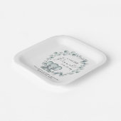 Assiettes En Carton Baby shower Eucalyptus Eléphant mignon (Angulaire)