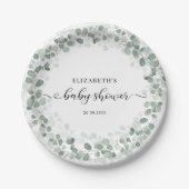 Assiettes En Carton Baby shower Eucalyptus Verdure Boho Rustique (Devant)
