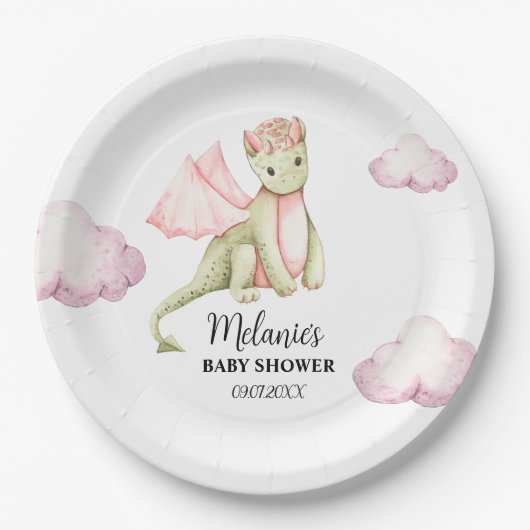 Assiettes En Carton Baby shower Fairytale Dragon (Devant)