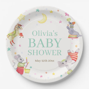 Assiettes En Carton Baby shower Fancy Circus Carnival Animaux