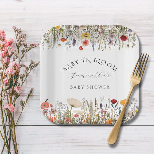 Assiettes En Carton Baby Shower Fantaisiste Fleurs Blanches Jardin En 