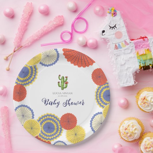 Assiettes En Carton Baby shower Festif Mexicain en papier Ventilateur  (Fête)