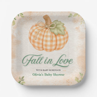 Assiettes En Carton Baby Shower Fête d'Automne à Carreaux de Citrouill