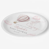 Assiettes En Carton Baby shower Fille Balloon Rose À Air Chaud (Angle)
