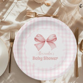 Assiettes En Carton Baby shower fille Bow Aquarelle rose