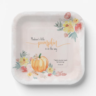 Assiettes En Carton Baby shower fille Citrouille aquarelle