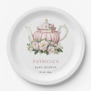 Assiettes En Carton Baby shower Fille de Tea Party rose vif