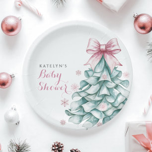 Assiettes En Carton Baby shower Fille d'hiver Noël