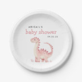Assiettes En Carton Baby shower fille dinosaure rose mignonne (Devant)