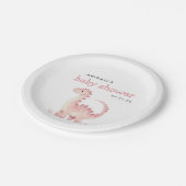 Assiettes En Carton Baby shower fille dinosaure rose mignonne (Angle)