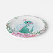 Assiettes En Carton Baby shower Fille Dinosaure Turquoise rose mignon (Angle)