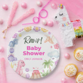 Assiettes En Carton Baby shower fille Dinosaures (Fête)