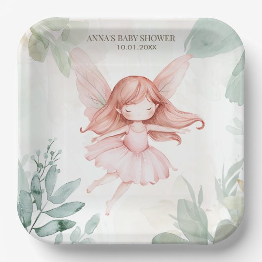 Assiettes En Carton Baby shower Fille Ginger Fairy (Recto)