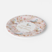 Assiettes En Carton Baby shower Fille Jardin Rose Floral (Angle)