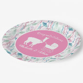 Assiettes En Carton Baby shower fille Llama rose mignonne (Angle)