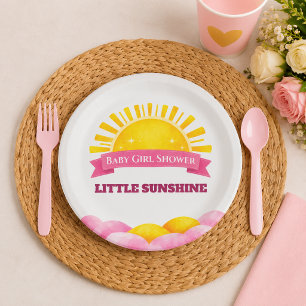 Assiettes En Carton Baby Shower Fille Nuage Rose Pastel