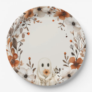 Assiettes En Carton Baby Shower Fille ou Garçon Bohème Fleurie Fantôme
