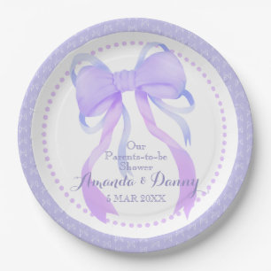 Assiettes En Carton Baby Shower Fille Ruban Violet