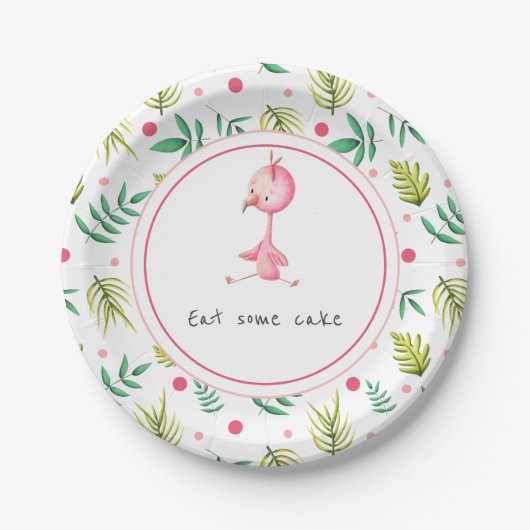 Assiettes En Carton Baby shower Flamant rose (Devant)