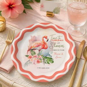 Assiettes En Carton Baby Shower Flamant Rose