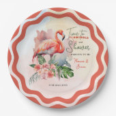 Assiettes En Carton Baby shower Flamant rose (Devant)