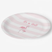 Assiettes En Carton baby shower Flamant rose fille (Angle)