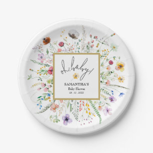 Assiettes En Carton Baby shower fleur sauvage