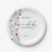 Assiettes En Carton Baby shower fleur sauvage (Devant)