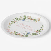 Assiettes En Carton Baby shower fleur sauvage à cou rose (Angle)