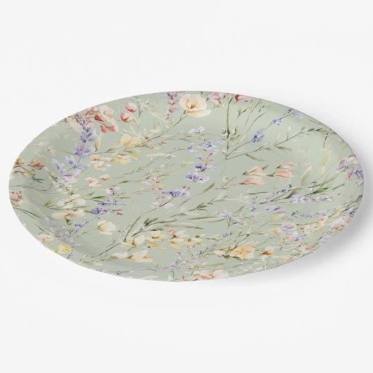 Assiettes En Carton Baby shower Fleur sauvage bébé en fleurs (Angle)