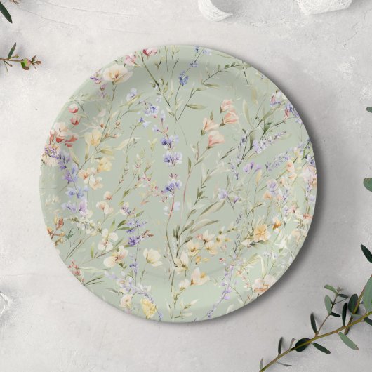 Assiettes En Carton Baby shower Fleur sauvage bébé en fleurs