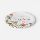 Assiettes En Carton Baby shower Fleur sauvage bébé en fleurs (Angle)