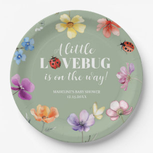Assiettes En Carton Baby Shower Fleur Sauvage Bébé Lovebug