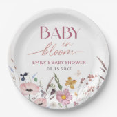 Assiettes En Carton Baby shower Fleur sauvage Boho (Devant)