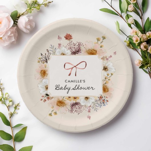 Assiettes En Carton Baby shower fleur sauvage Boho