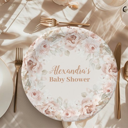 Assiettes En Carton Baby shower fleur sauvage Boho