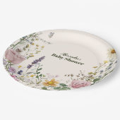 Assiettes En Carton Baby shower Fleur sauvage Boho Chic (Angle)