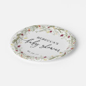 Assiettes En Carton Baby shower Fleur sauvage Boho simple (Angle)